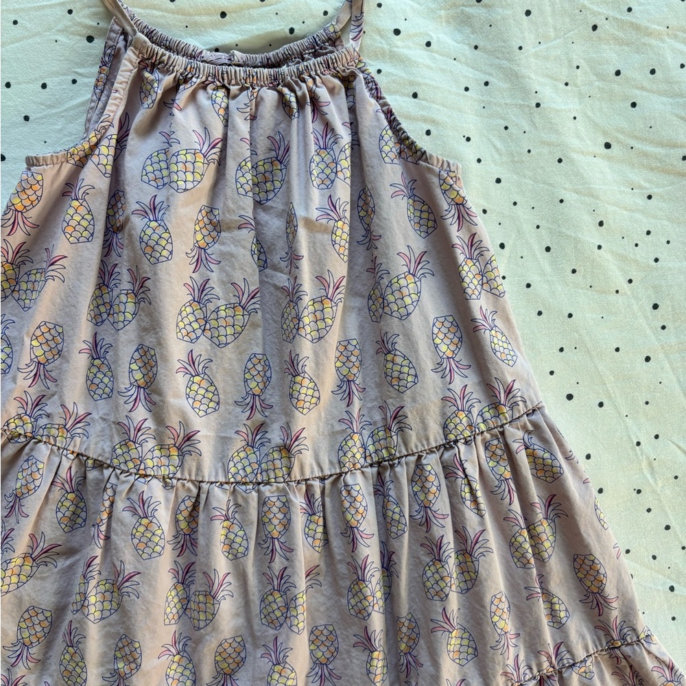Hanna Andersson Pineapple Print Kids Dress - Purple and Yellow
